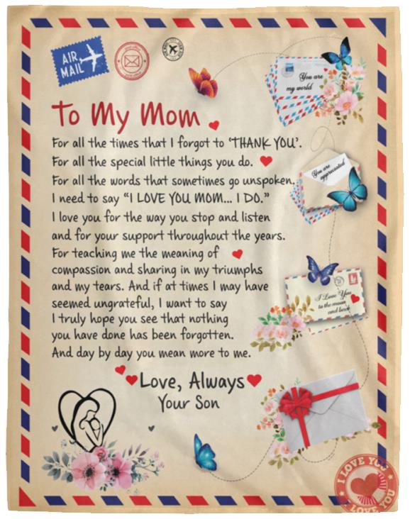 Mom - Giant Post Card Blanket - From Son cc1