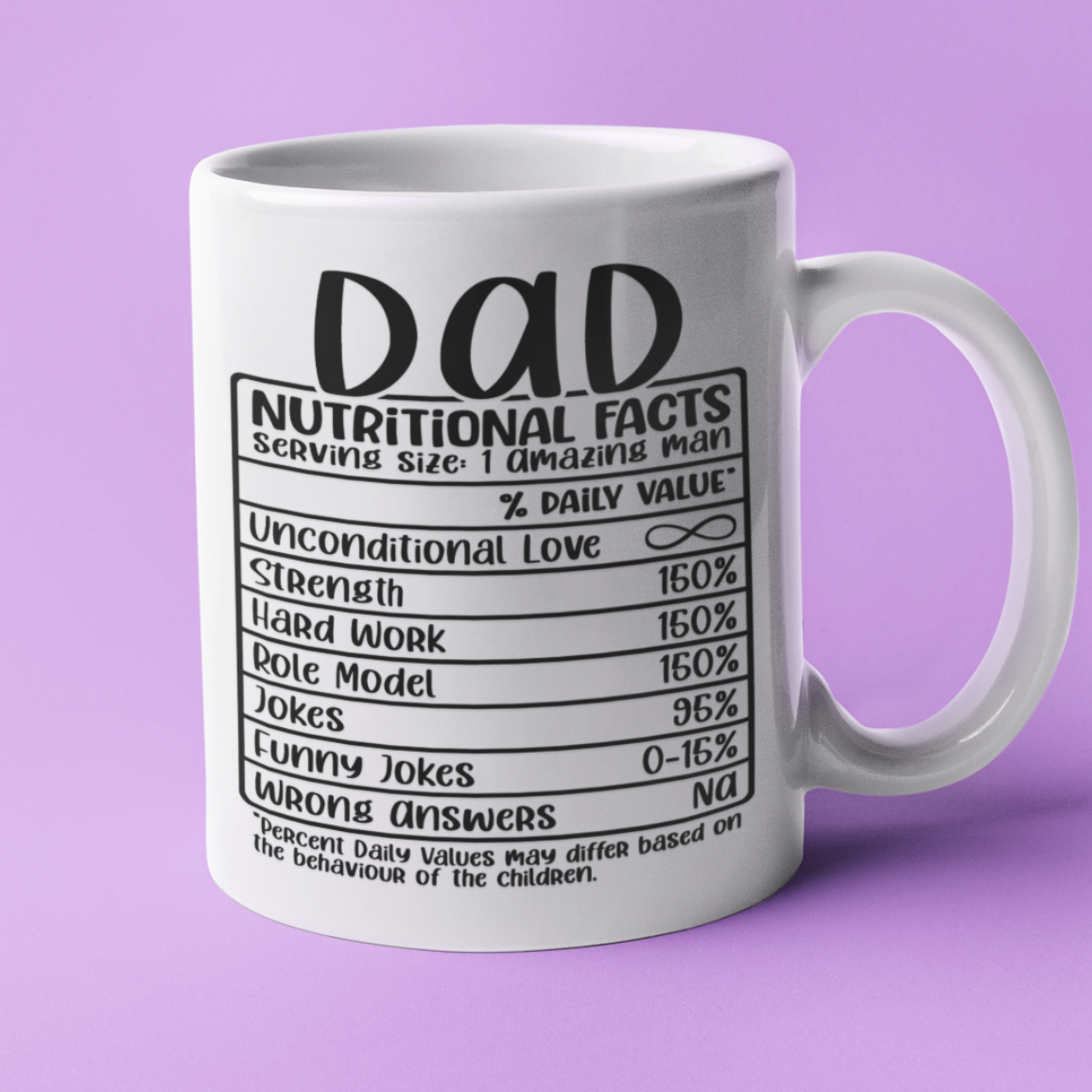 Dad Nutritional Facts Color Changing Mug