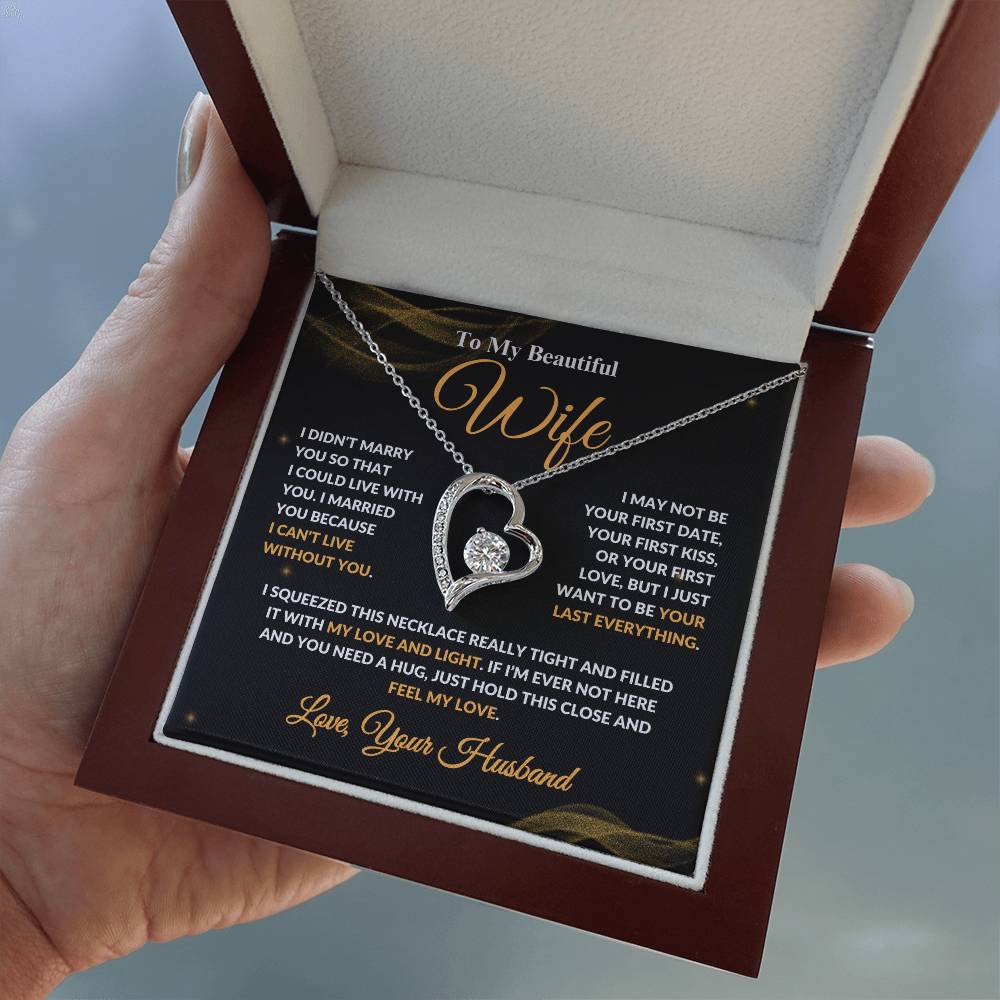 Gift for Wife "I Can't Live Without You" Forever Love Necklace