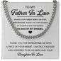 Father In Law - Thank You - Cuban Link Chain From Daughter In Law