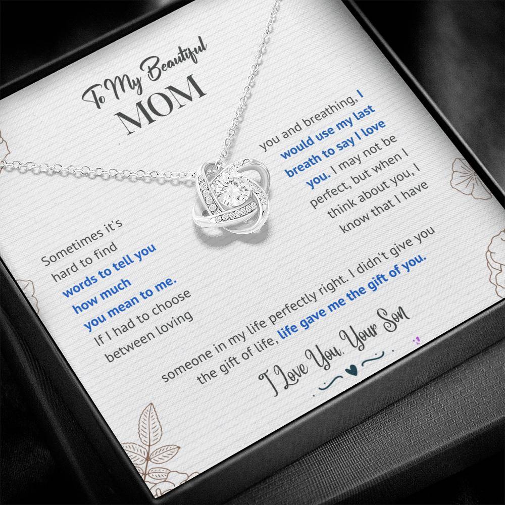 Mom "The Gift Of You" Love Knot Necklace From Son