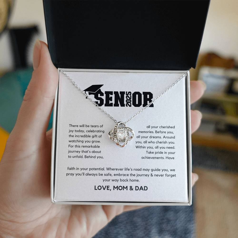 Senior Gift "Tears Of Joy" Love Knot Necklace From Mom And Dad