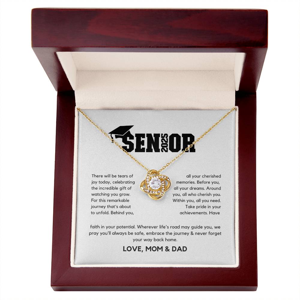 Senior Gift "Tears Of Joy" Love Knot Necklace From Mom And Dad