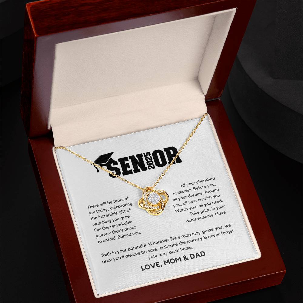 Senior Gift "Tears Of Joy" Love Knot Necklace From Mom And Dad