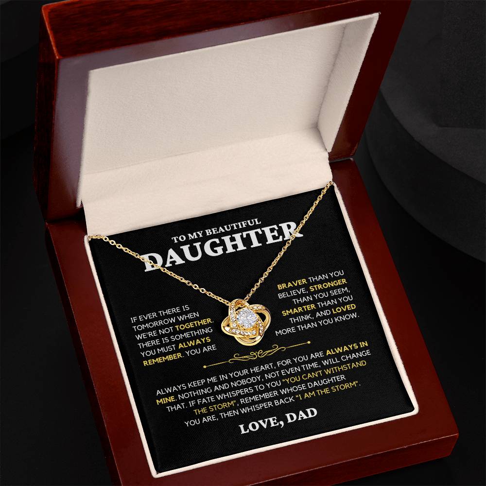 Daughter Gift "Always Remember" Love Knot Necklace From Dad