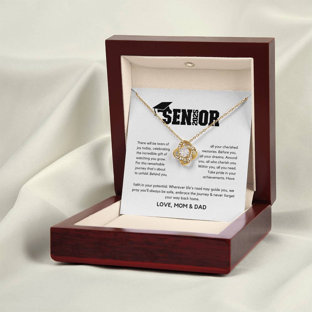Senior Gift "Tears Of Joy" Love Knot Necklace From Mom And Dad