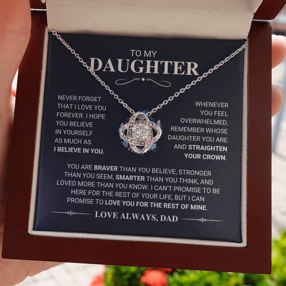To My Daughter "Straighten Your Crown" Love Knot Necklace