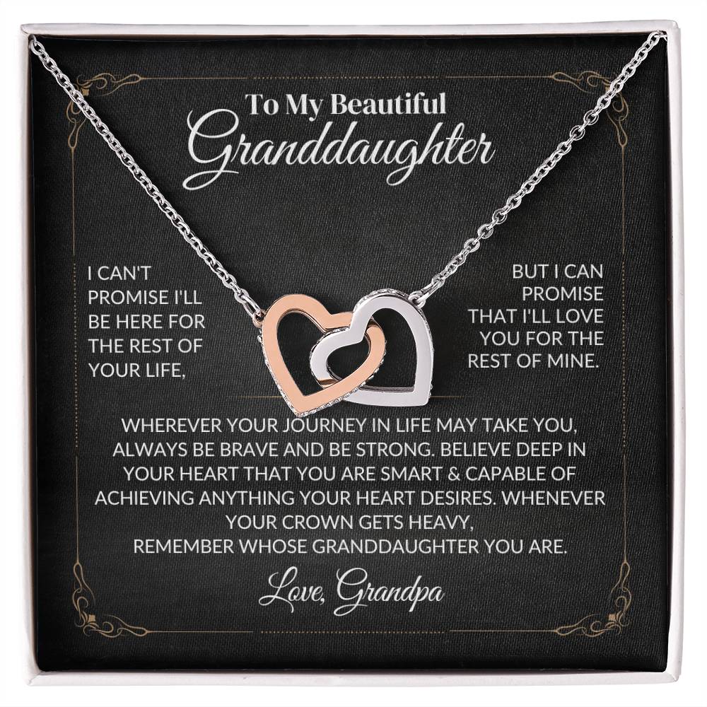 Granddaughter "Always Be Brave" Interlocking Hearts Necklace