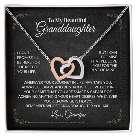 Granddaughter "Always Be Brave" Interlocking Hearts Necklace