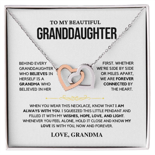 Granddaughter Gift "My Love Is With You" Interlocking Hearts Necklace From Grandma