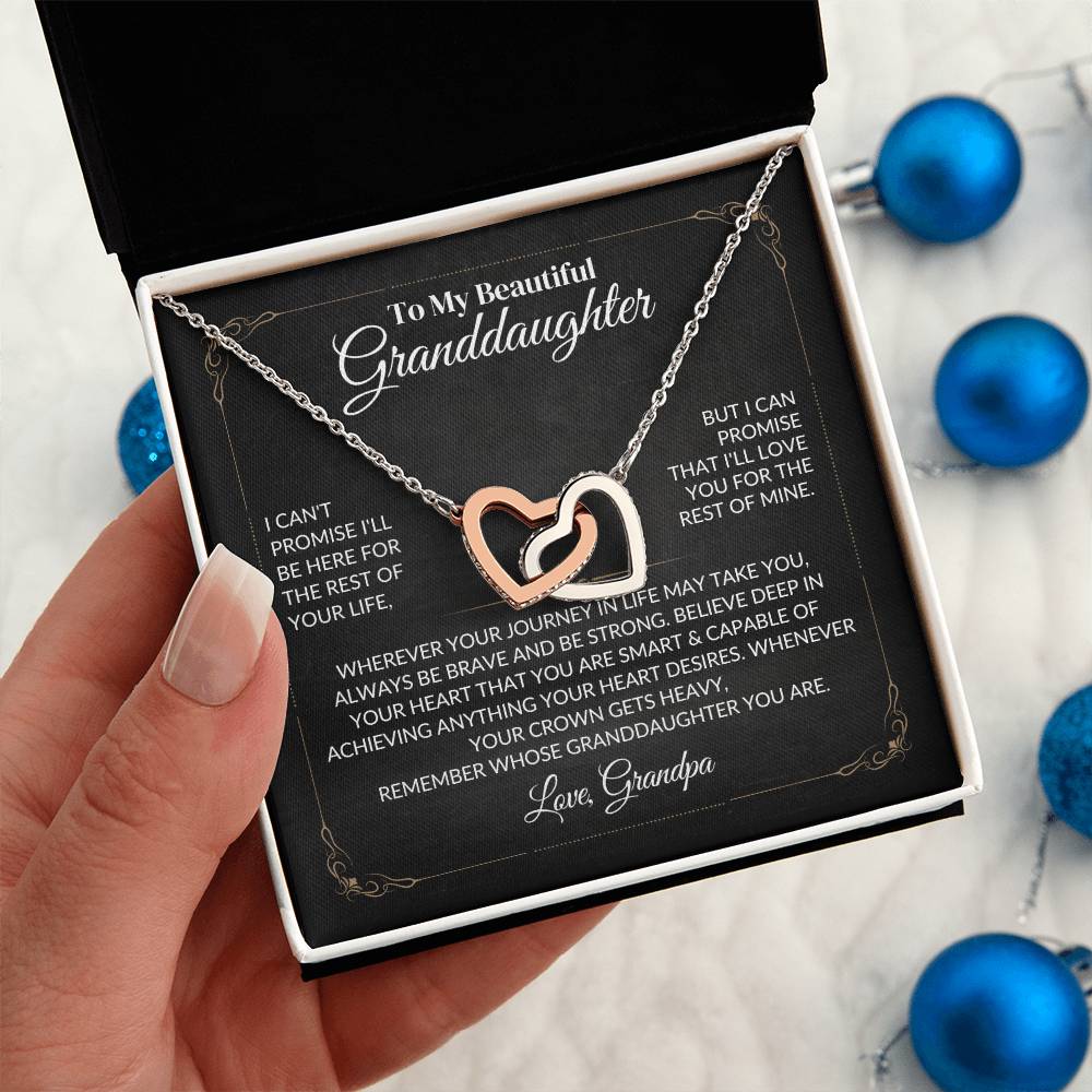 Granddaughter "Always Be Brave" Interlocking Hearts Necklace