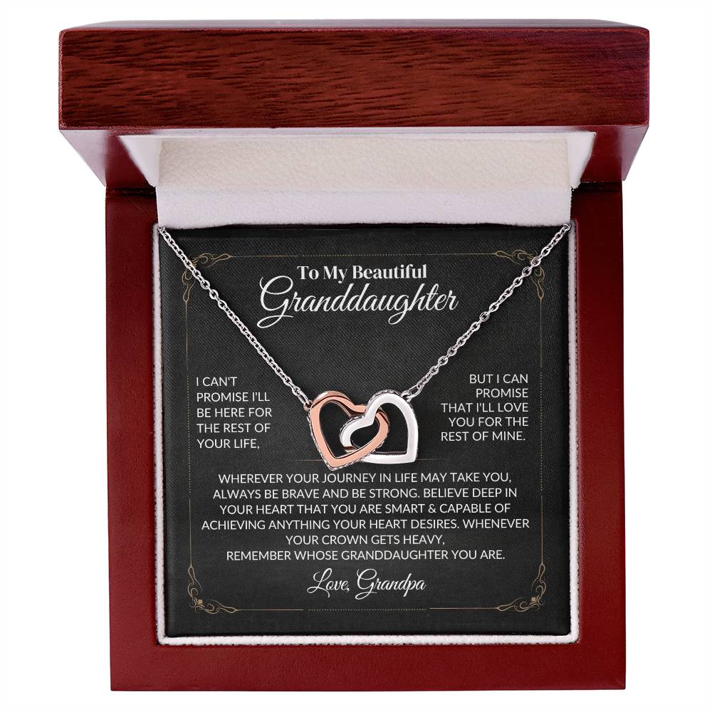 Granddaughter "Always Be Brave" Interlocking Hearts Necklace