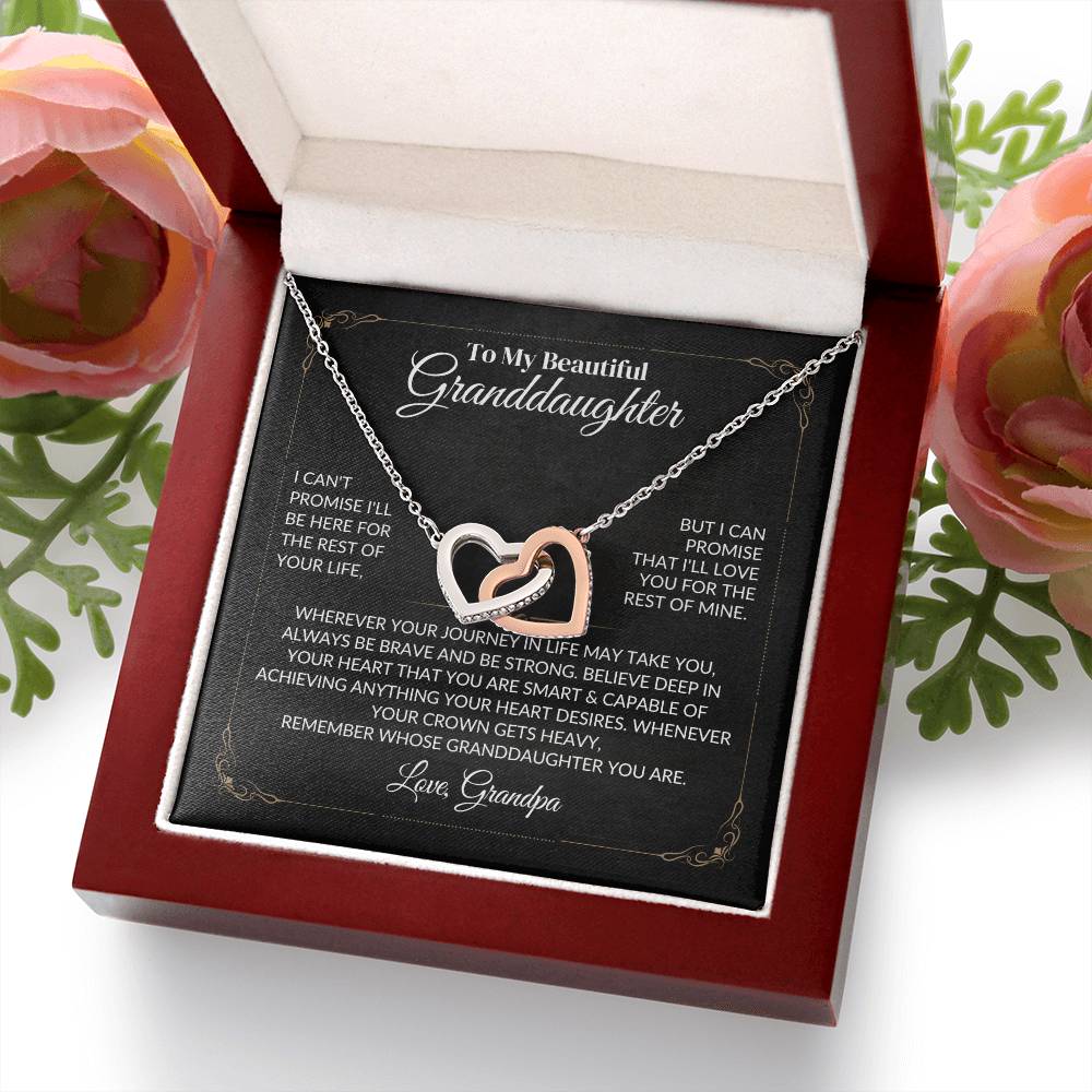 Granddaughter "Always Be Brave" Interlocking Hearts Necklace