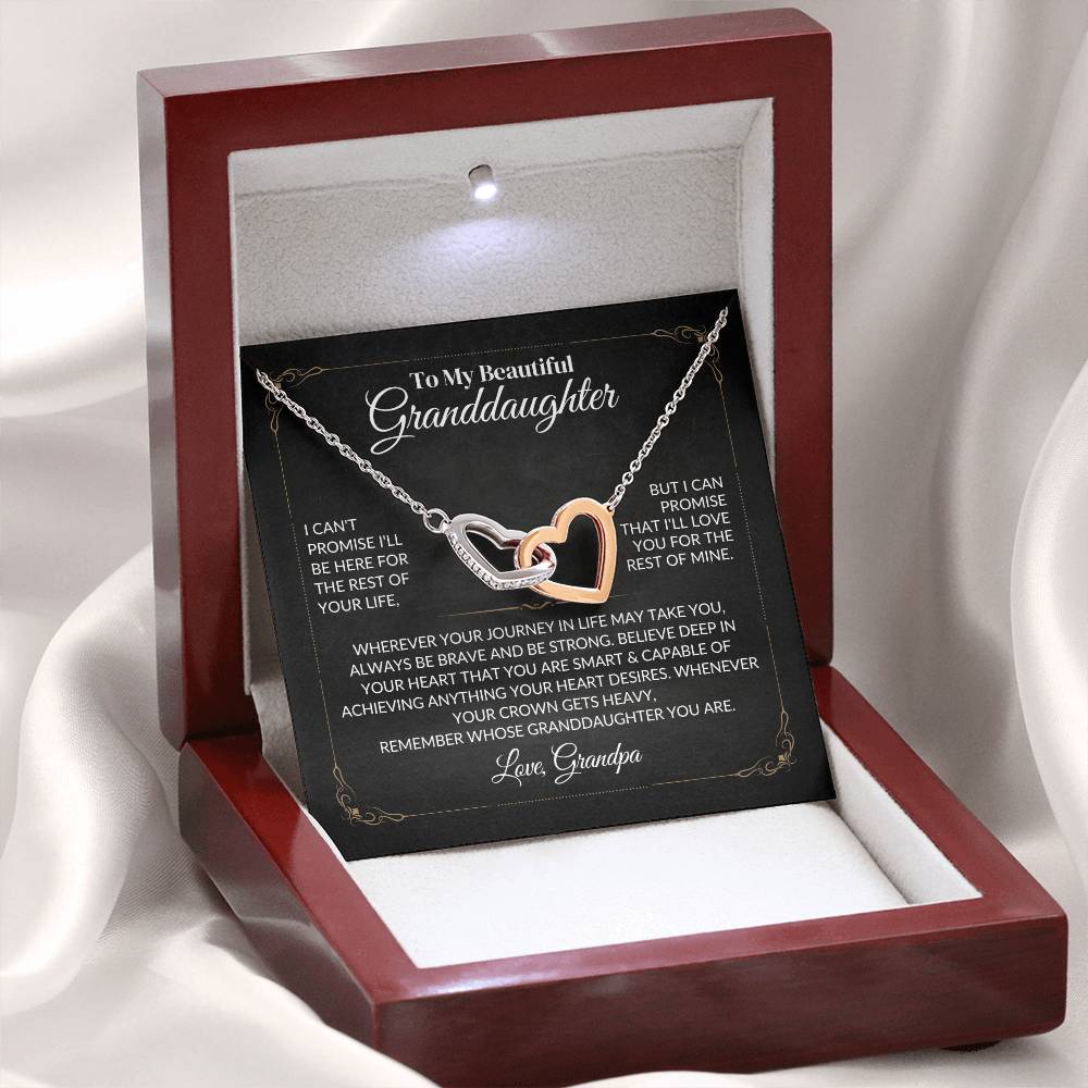 Granddaughter "Always Be Brave" Interlocking Hearts Necklace