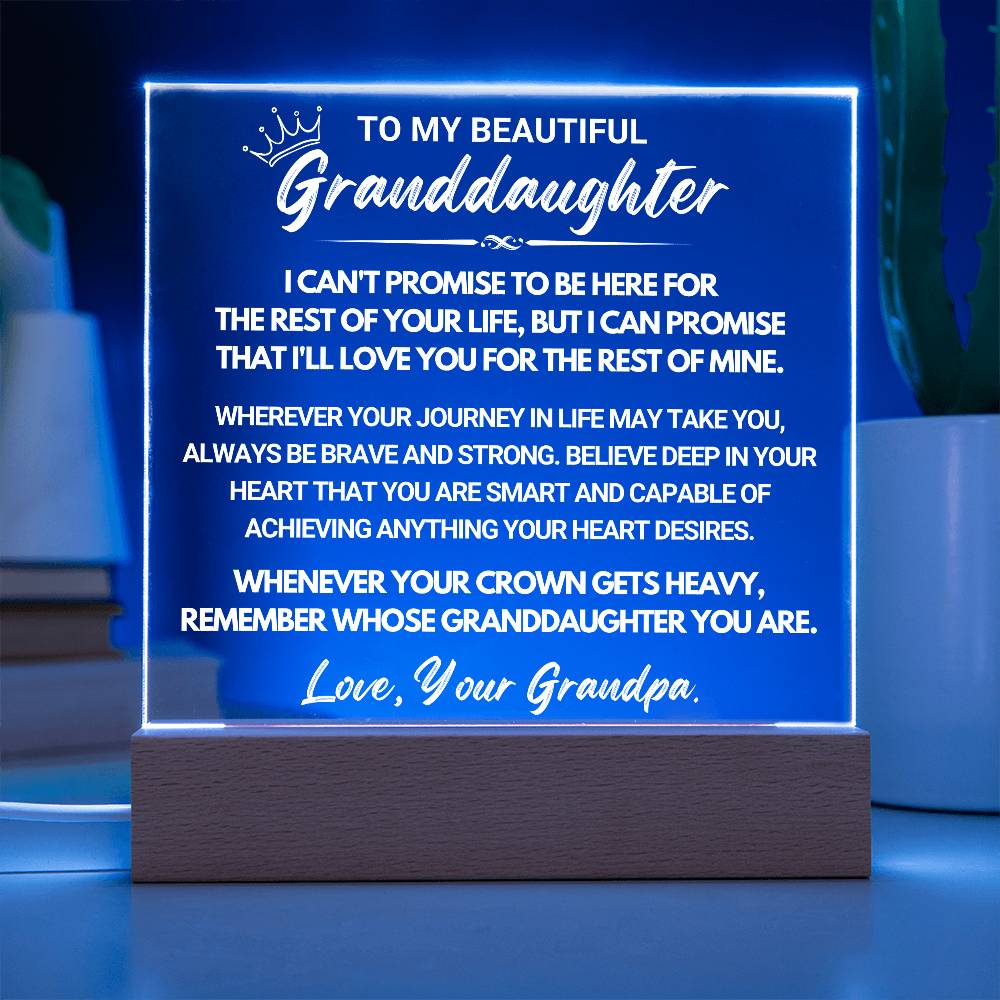 Granddaughter Gift "My Promise" Acrylic Plaque
