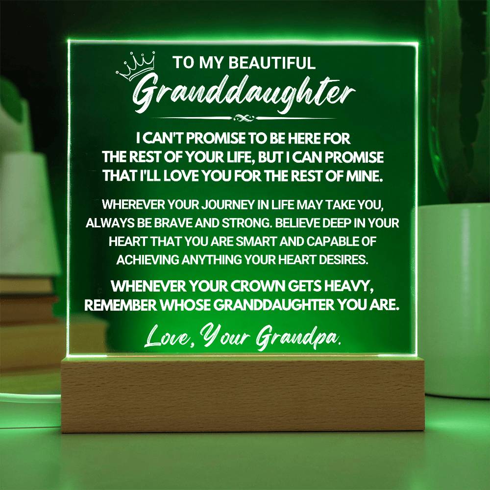 Granddaughter Gift "My Promise" Acrylic Plaque