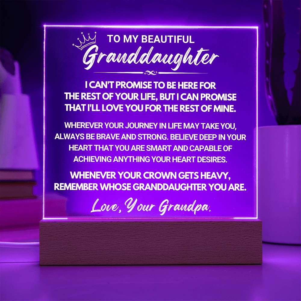 Granddaughter Gift "My Promise" Acrylic Plaque