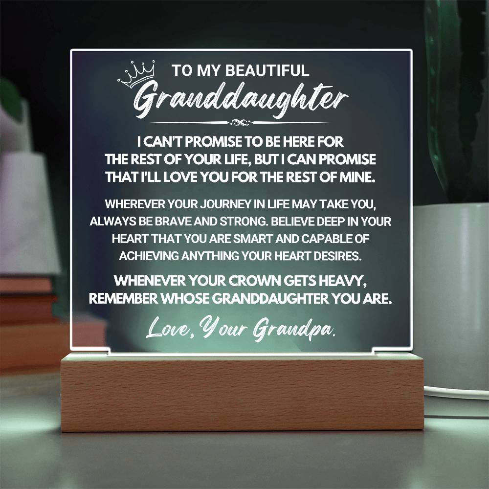 Granddaughter Gift "My Promise" Acrylic Plaque