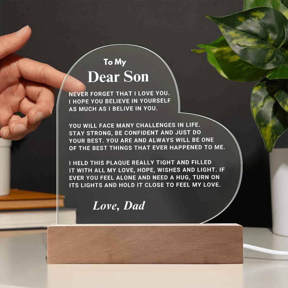 Son Gift "I Believe In You" LED Heart Plaque - From Dad