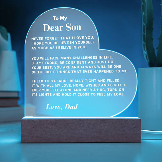 Son Gift "I Believe In You" LED Heart Plaque - From Dad