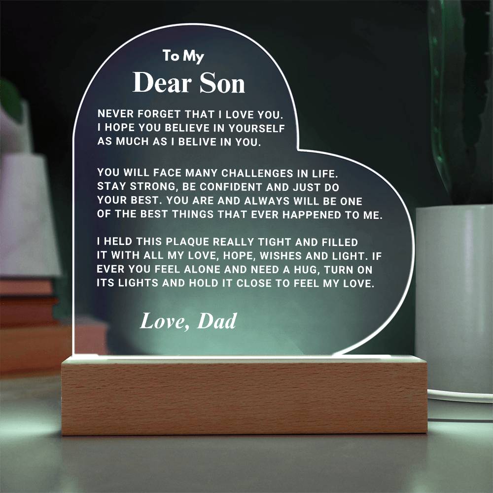 Son Gift "I Believe In You" LED Heart Plaque - From Dad
