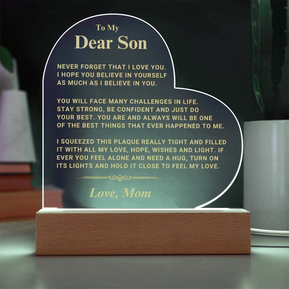 Son "I Believe In You" LED Heart Plaque - From Mom p22
