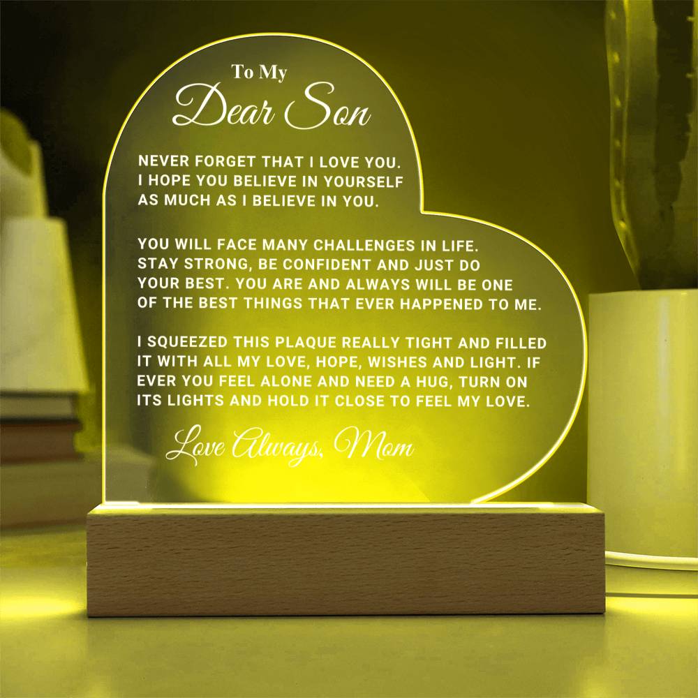 Son "I Believe In You" LED Heart Plaque - From Mom p23