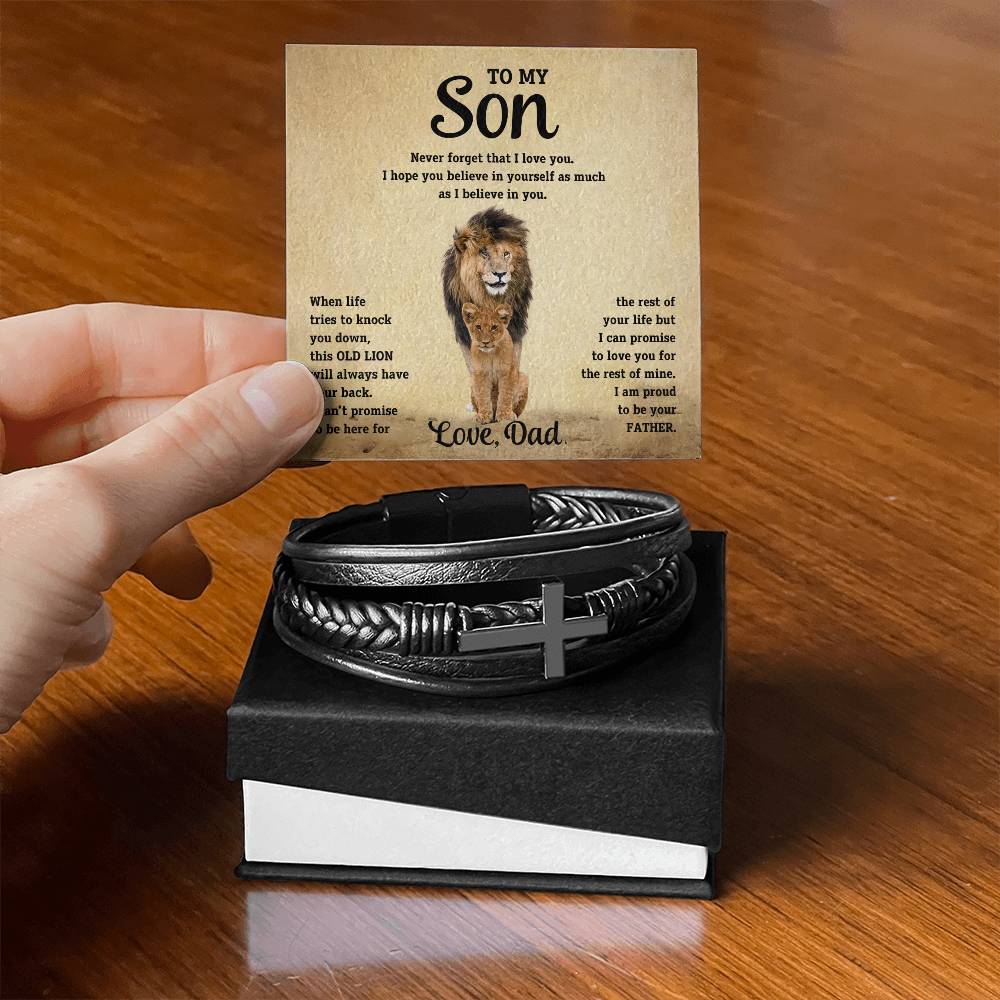 Son "Believe In Yourself" Men's Cross Bracelet From Dad
