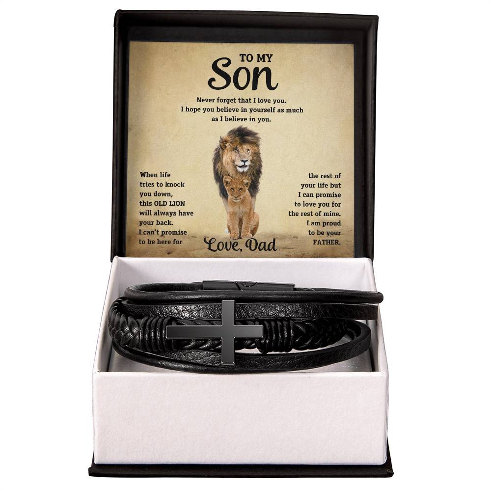 Son "Believe In Yourself" Men's Cross Bracelet From Dad