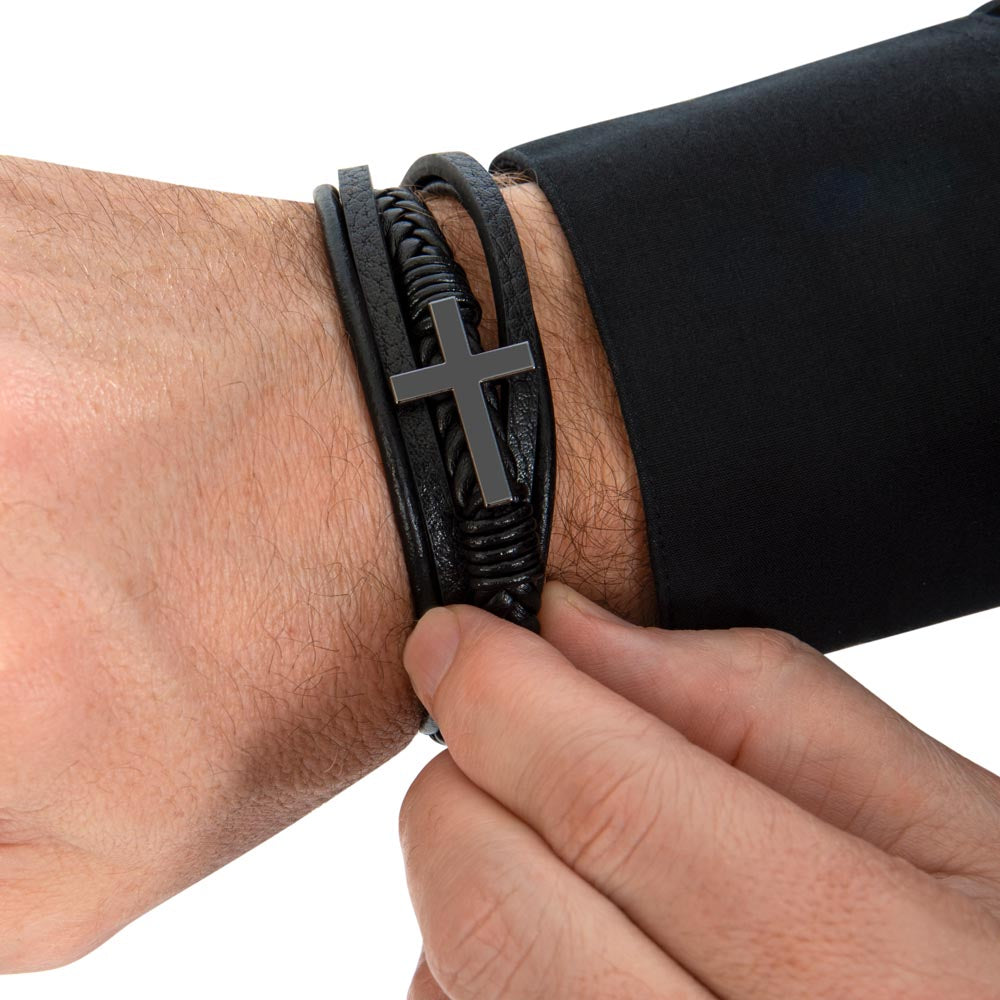 Son "Right Beside You" Men's Cross Bracelet From Dad