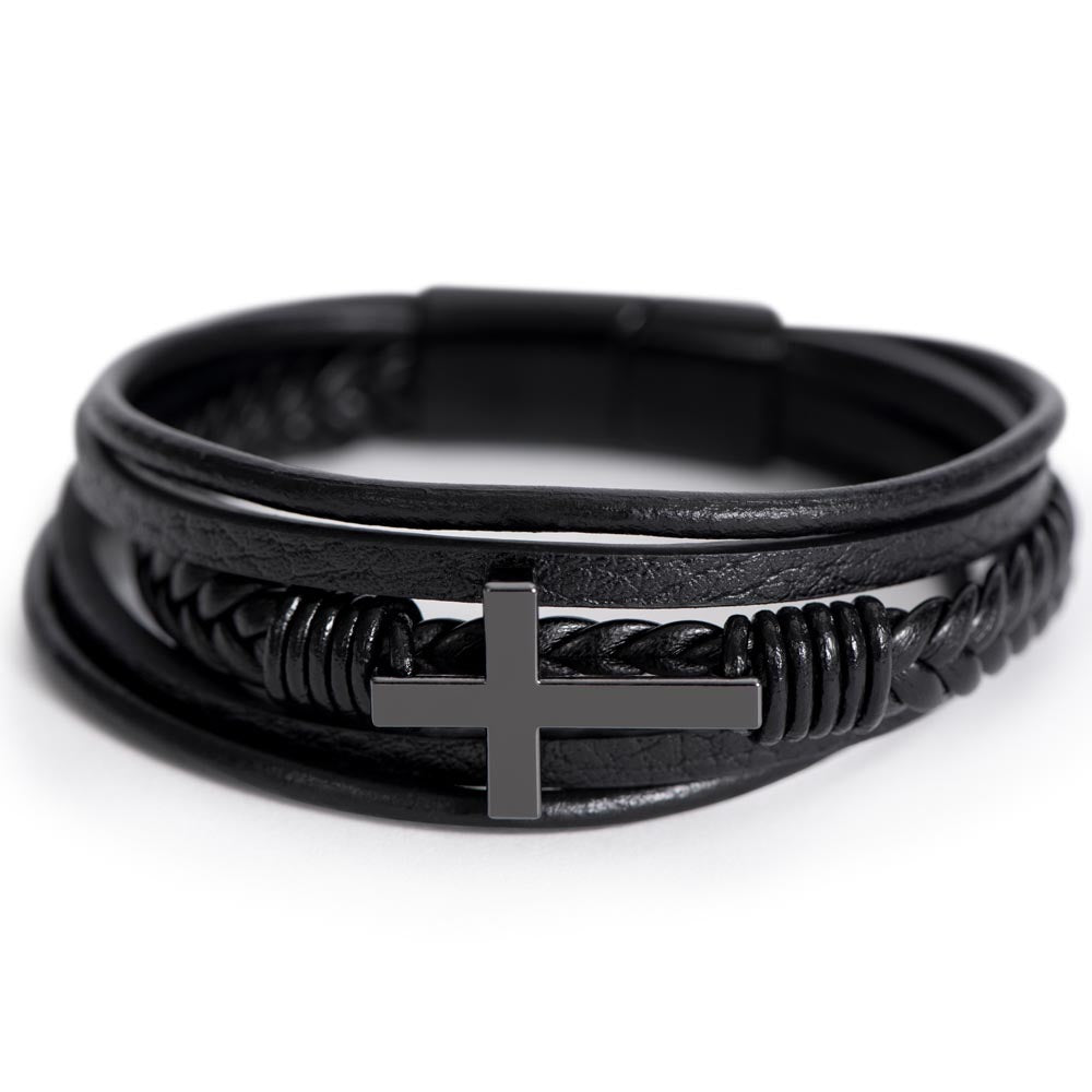 Son "Right Beside You" Men's Cross Bracelet From Dad