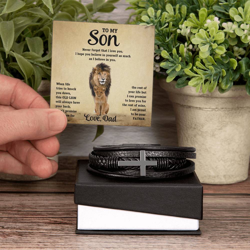 Son "Believe In Yourself" Men's Cross Bracelet From Dad