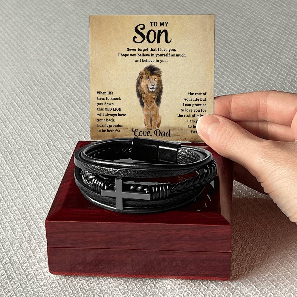 Son "Believe In Yourself" Men's Cross Bracelet From Dad