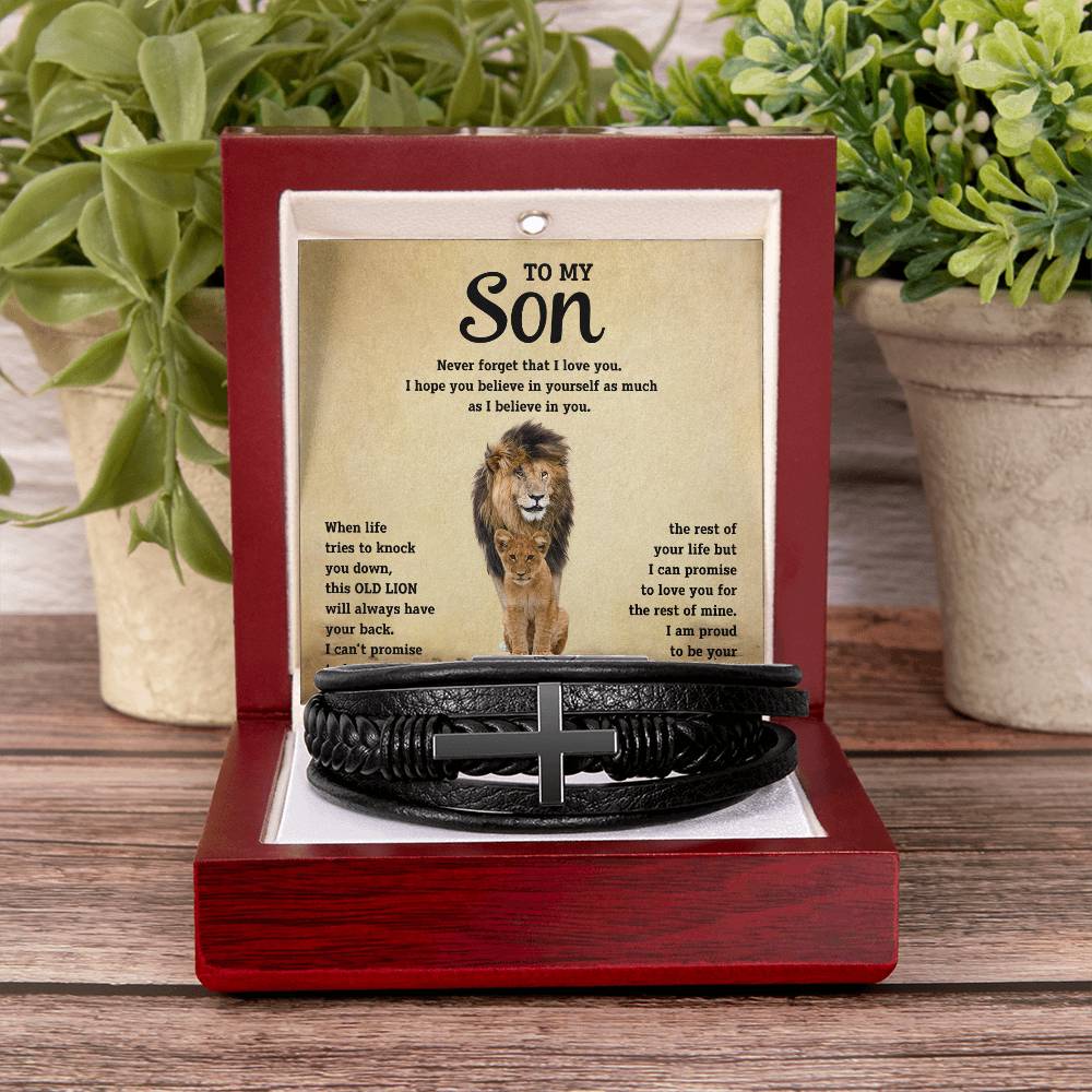 Son "Believe In Yourself" Men's Cross Bracelet From Dad
