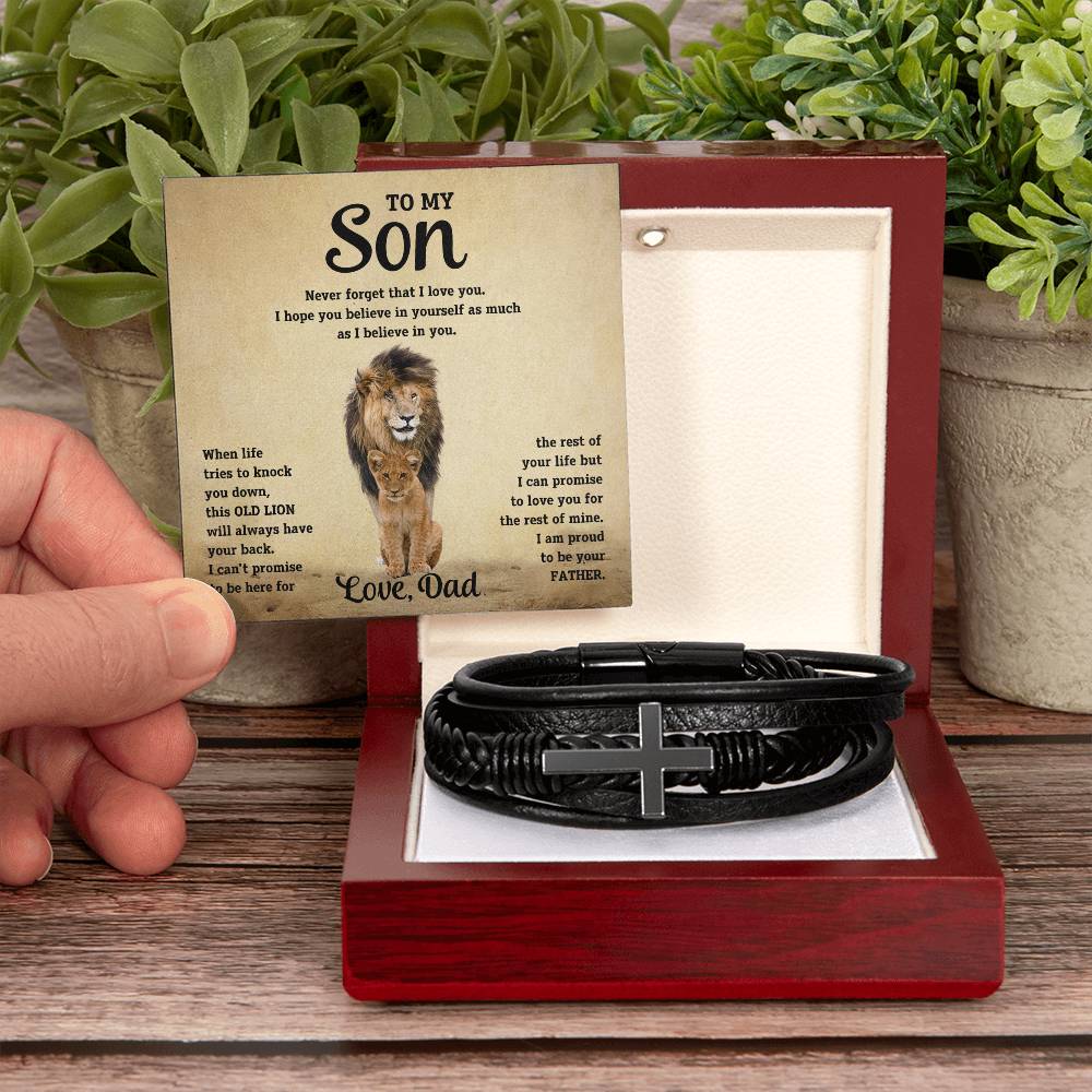 Son "Believe In Yourself" Men's Cross Bracelet From Dad