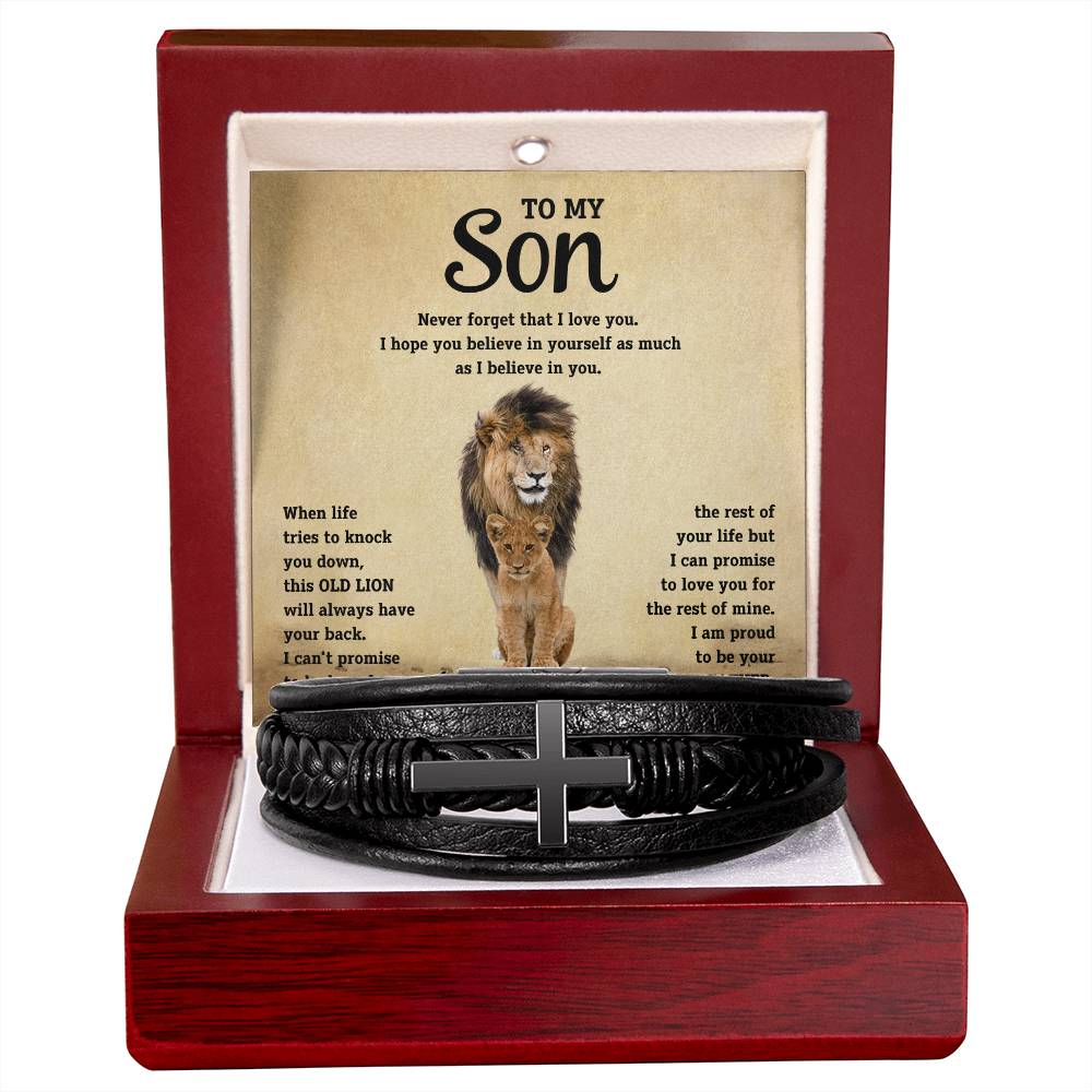 Son "Believe In Yourself" Men's Cross Bracelet From Dad