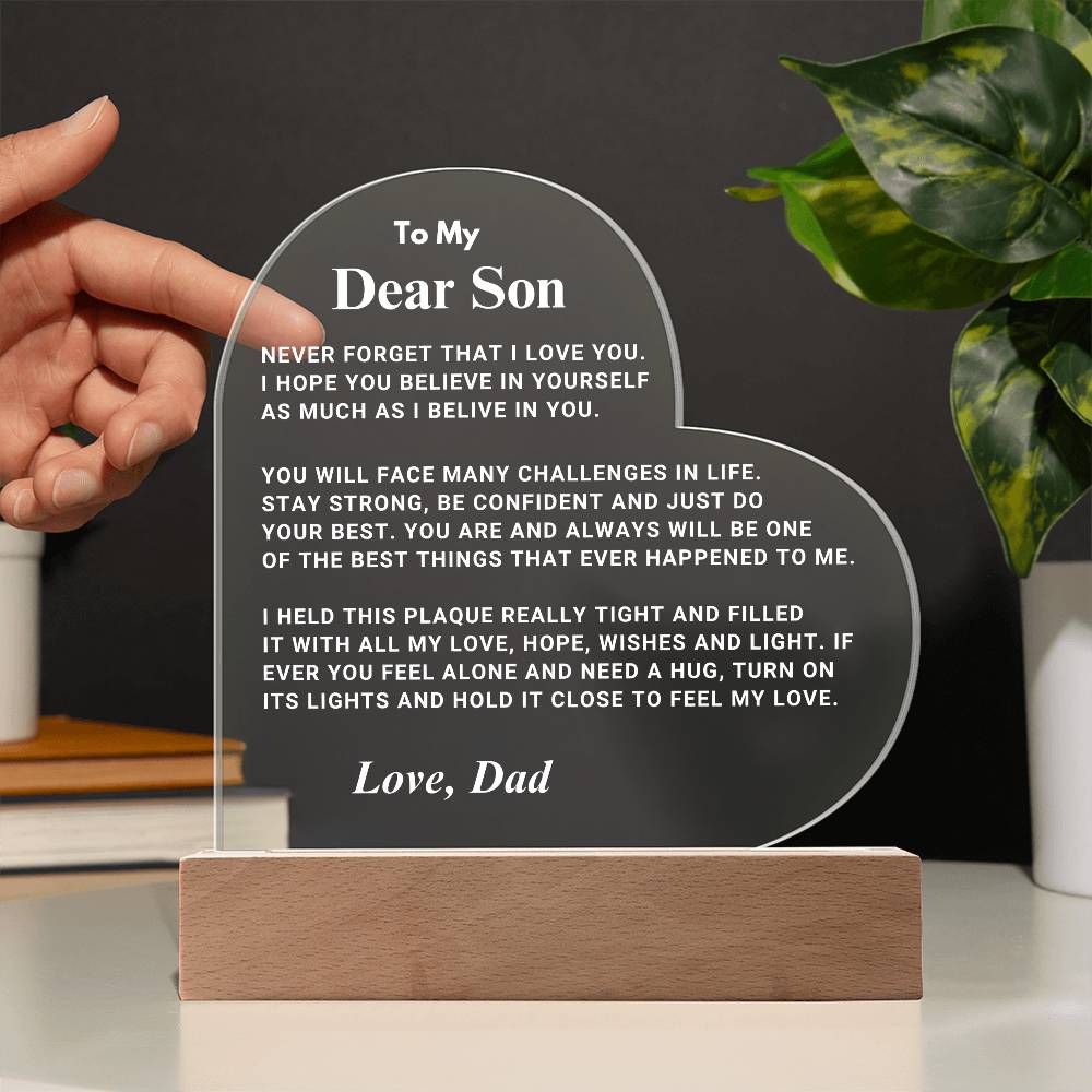 Son Gift "I Believe In You" LED Heart Plaque - From Dad
