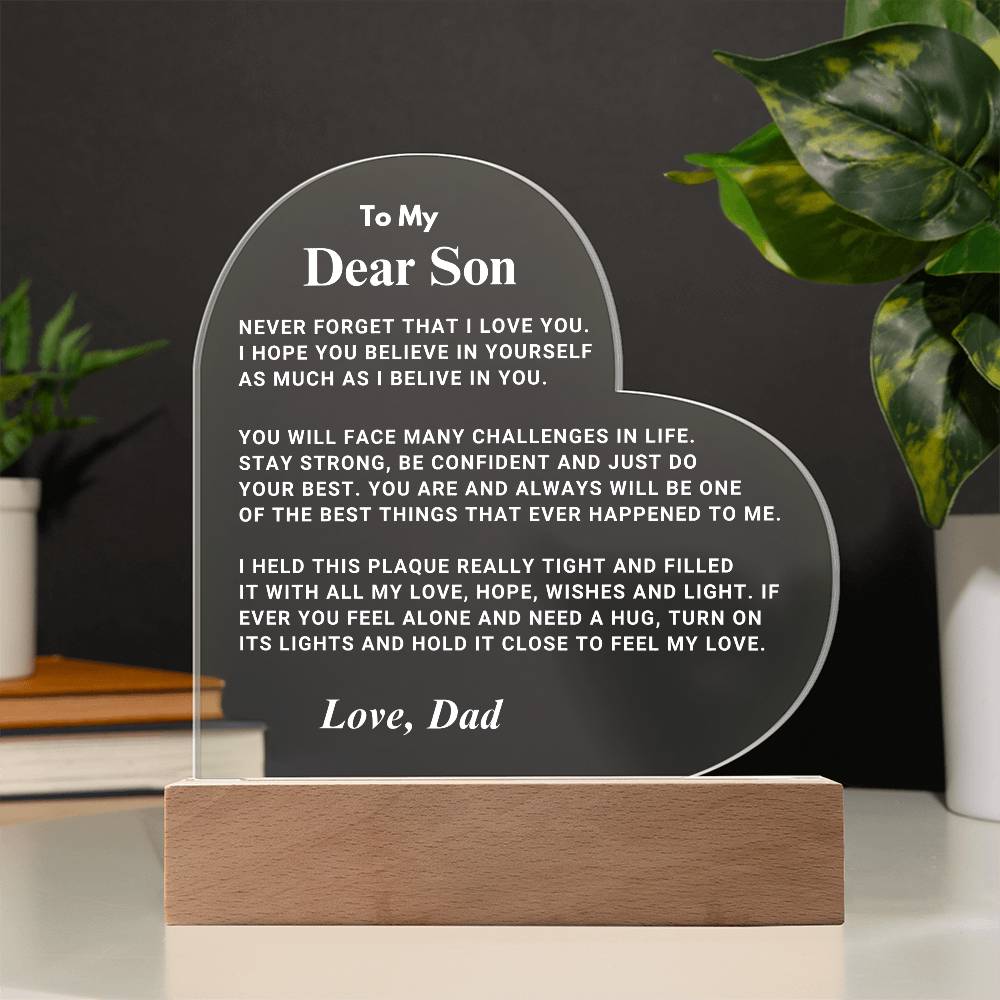 Son Gift "I Believe In You" LED Heart Plaque - From Dad