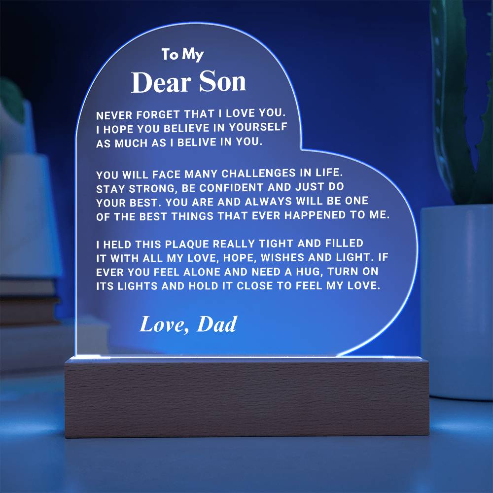 Son Gift "I Believe In You" LED Heart Plaque - From Dad