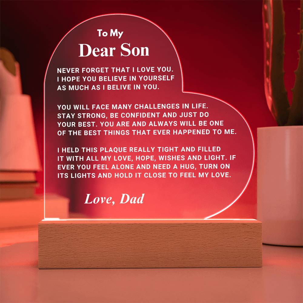 Son Gift "I Believe In You" LED Heart Plaque - From Dad