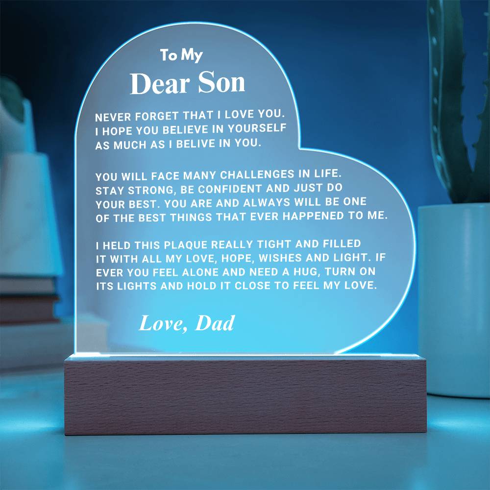 Son Gift "I Believe In You" LED Heart Plaque - From Dad