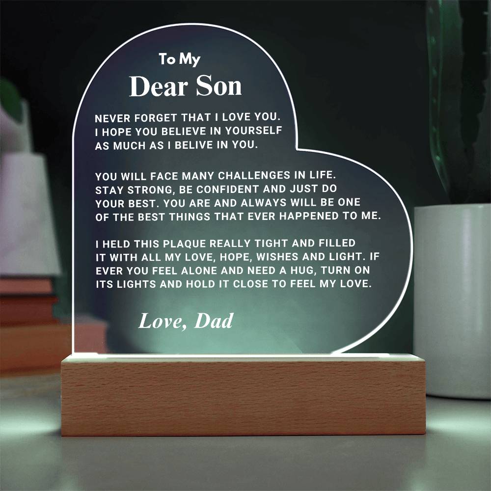 Son Gift "I Believe In You" LED Heart Plaque - From Dad