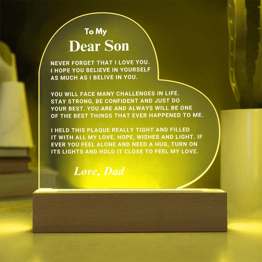 Son Gift "I Believe In You" LED Heart Plaque - From Dad