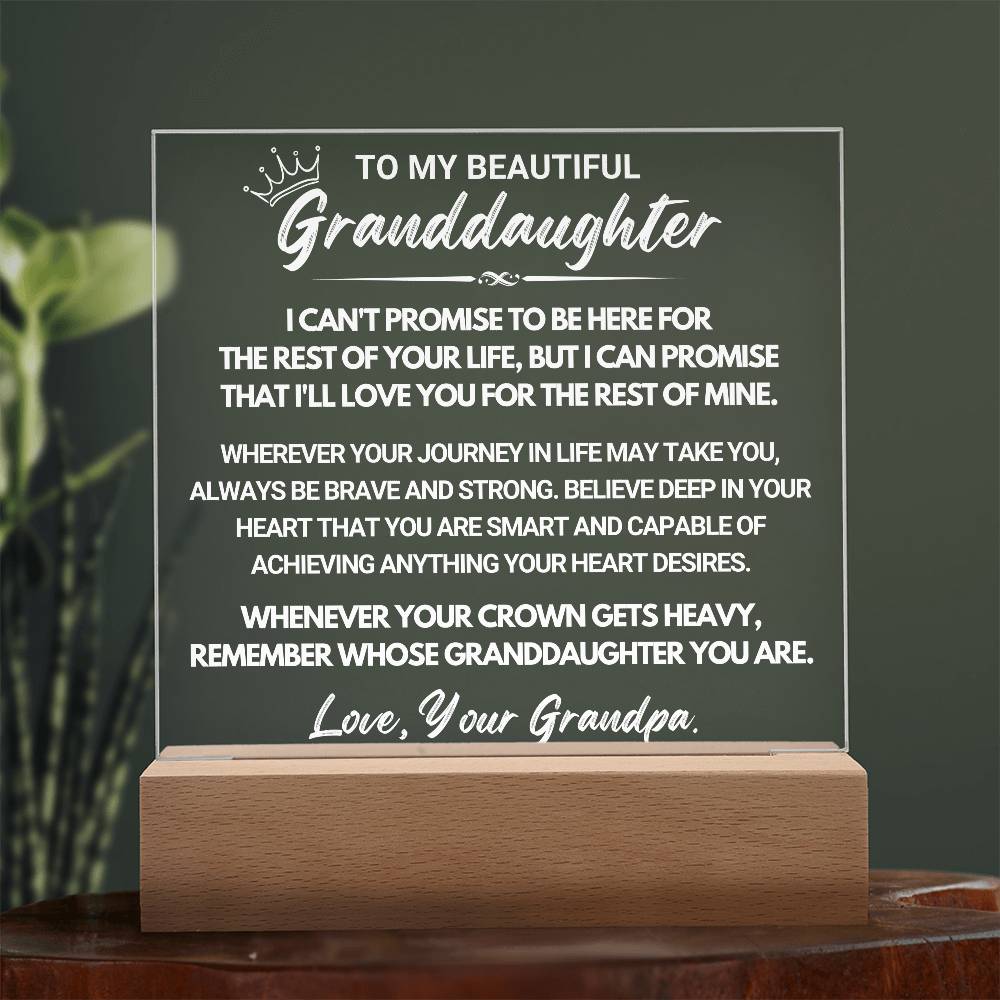 Granddaughter Gift "My Promise" Acrylic Plaque