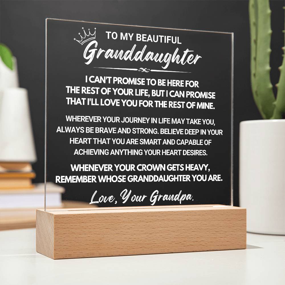 Granddaughter Gift "My Promise" Acrylic Plaque