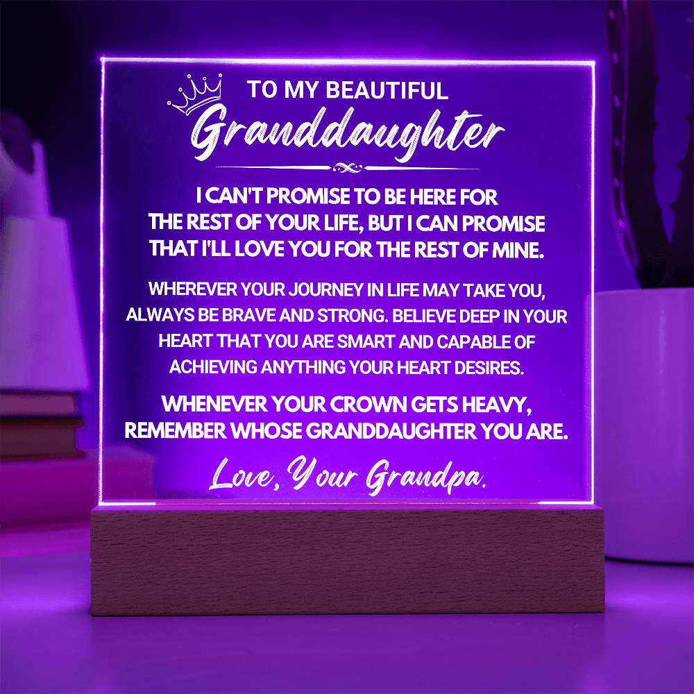 Granddaughter Gift "My Promise" Acrylic Plaque