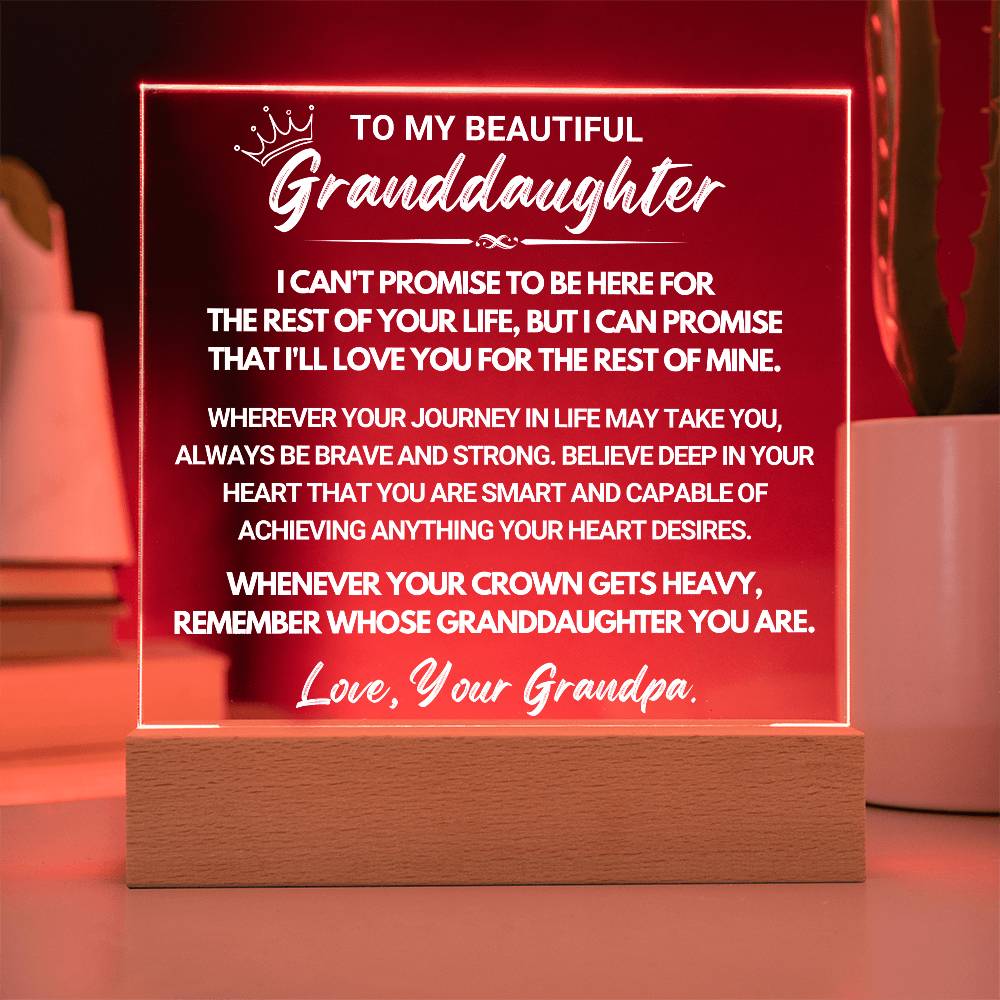 Granddaughter Gift "My Promise" Acrylic Plaque