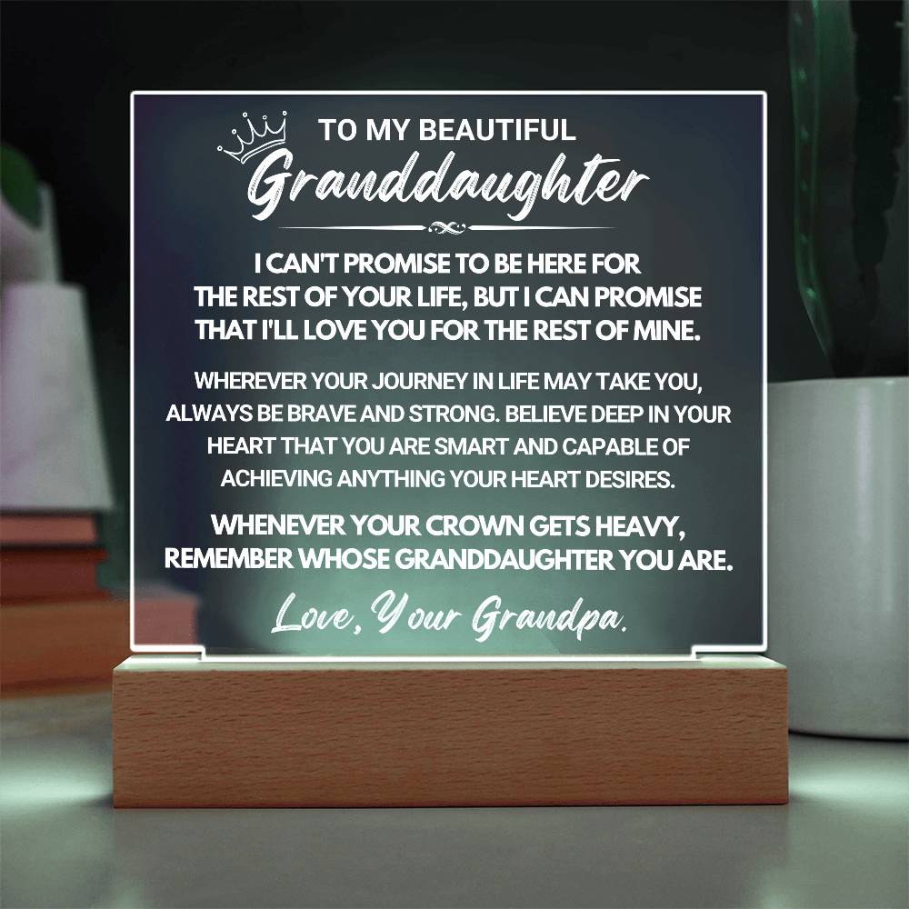 Granddaughter Gift "My Promise" Acrylic Plaque