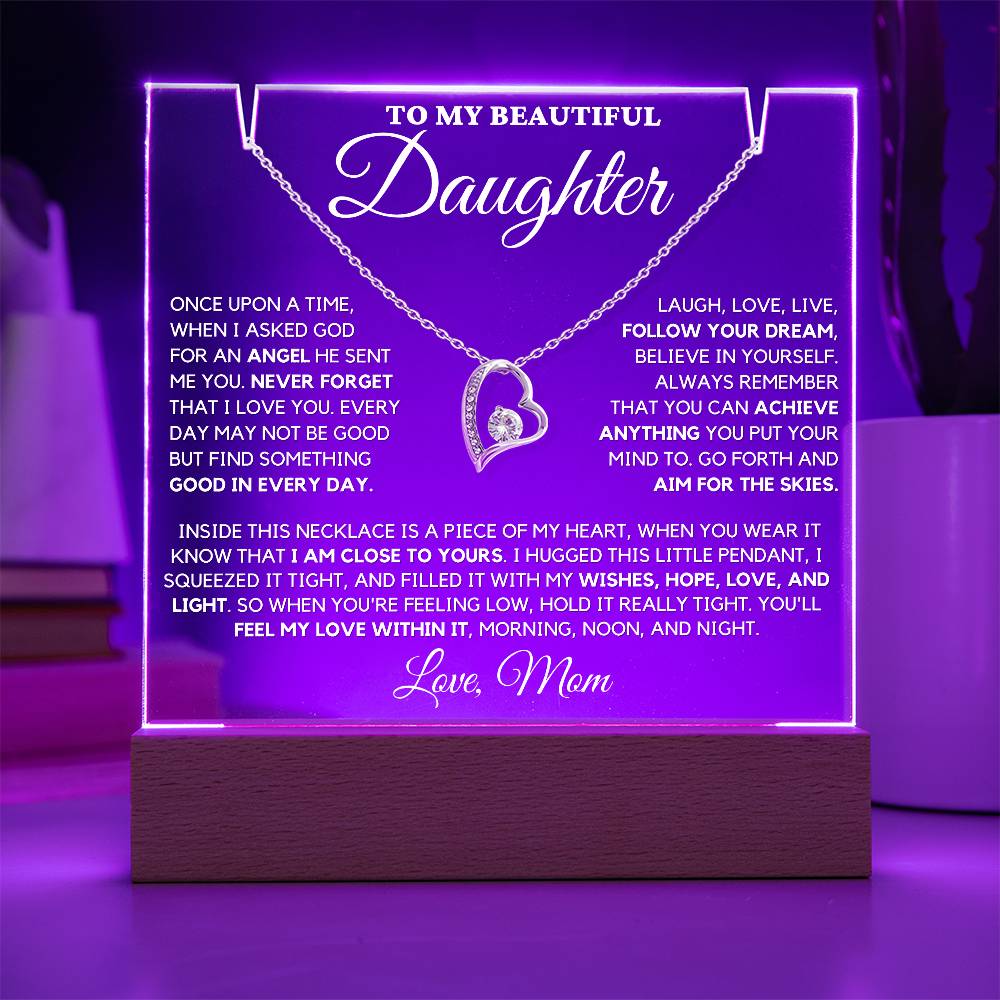 Daughter Gift "Never Forget" Keepsake Necklace Bundle From Mom
