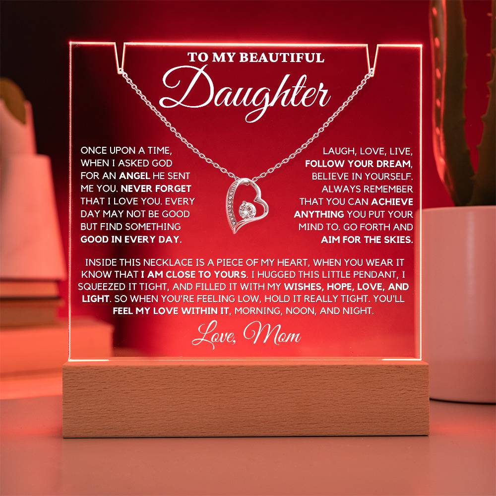 Daughter Gift "Never Forget" Keepsake Necklace Bundle From Mom